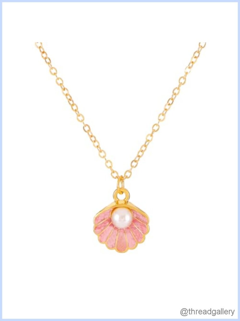 Gold Plated Pearl Pendant Necklace Boho Enamel Scallop Seashell Starfish Ocean
